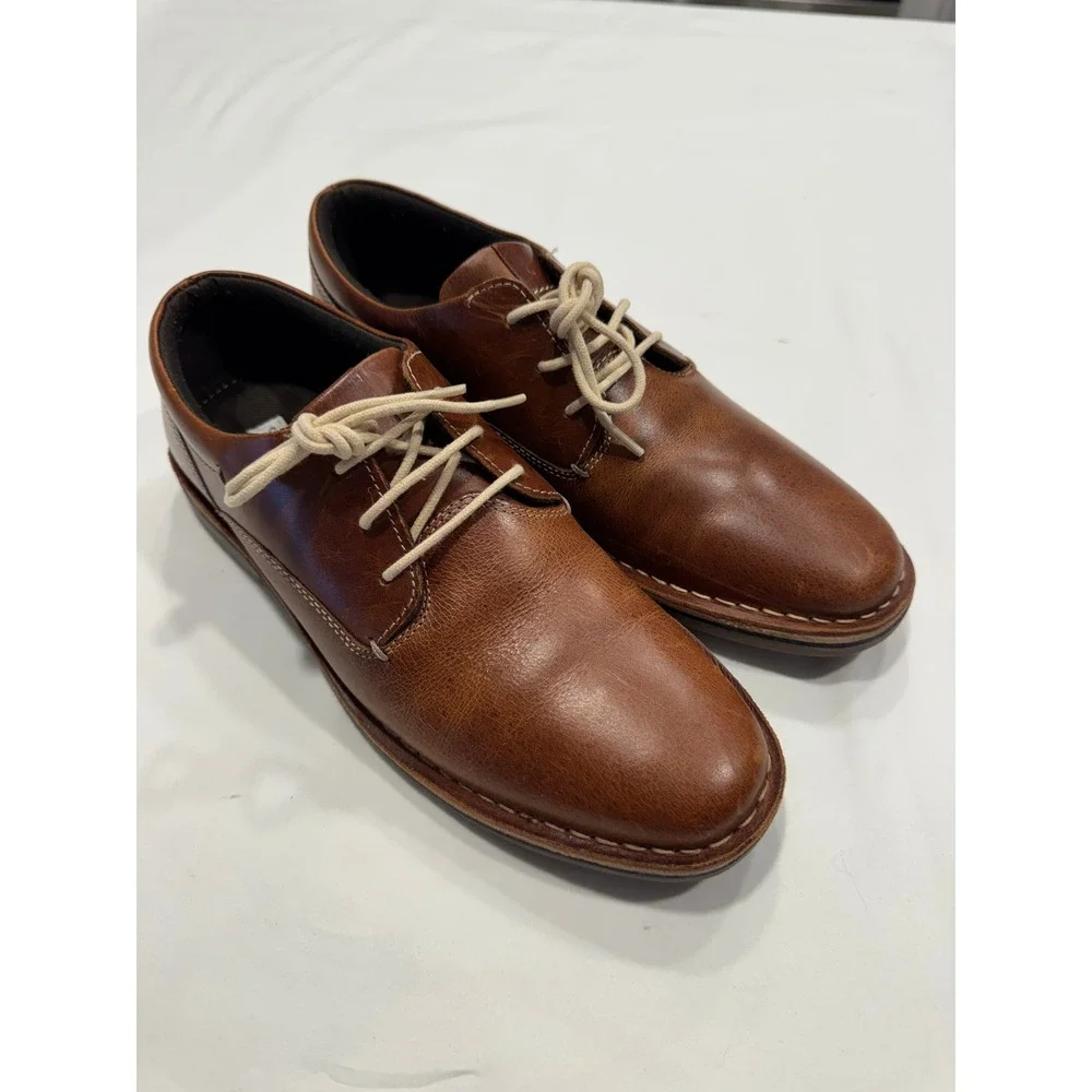 Steve Madden Harpoon Leather Oxford Dress Shoes Size 8 Wood Brown Mens Excellent